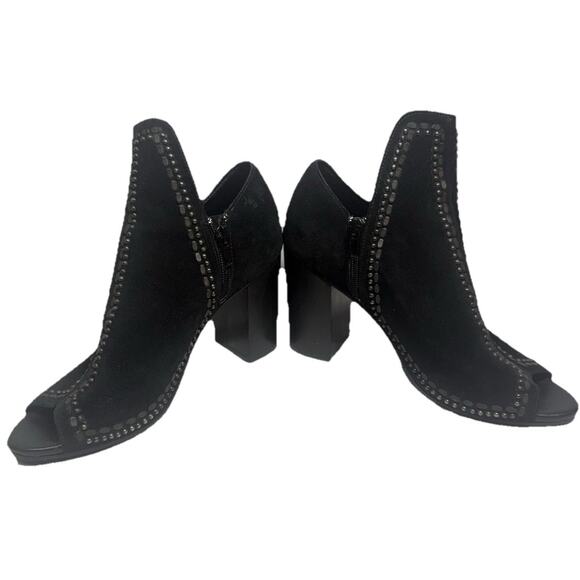 Colleen Cordero Black Suede Booties Studded Peep Toe Heels Women's Size 7.5 EUC - Picture 10 of 11
